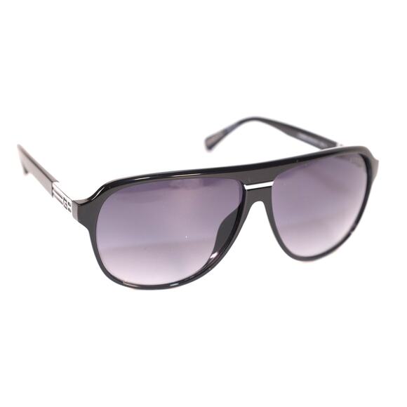 Guess Pilot Sunglasses - Shiny Black and Silver / Grey Gradient - NWT - Picture 3 of 11